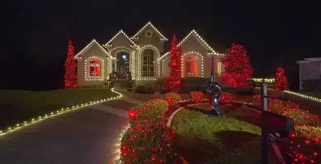 Red and Gold Christmas Light Project Nichols Hills, OK