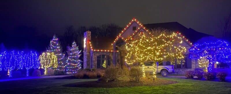 Blue and Gold Installed Christmas Lights in OKC