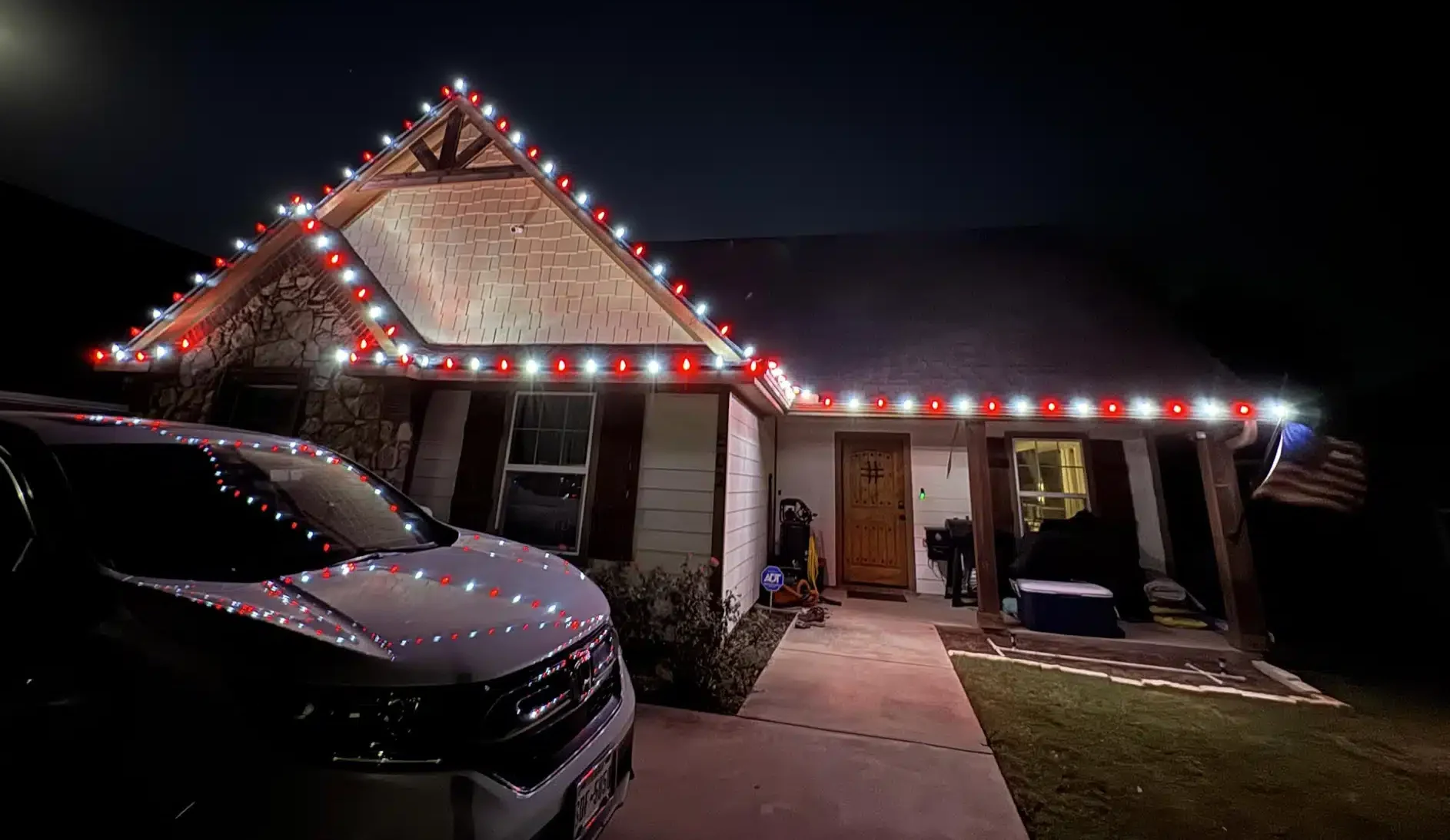 Red and White Christmas Light Installation OKC - Christmas Light Installers