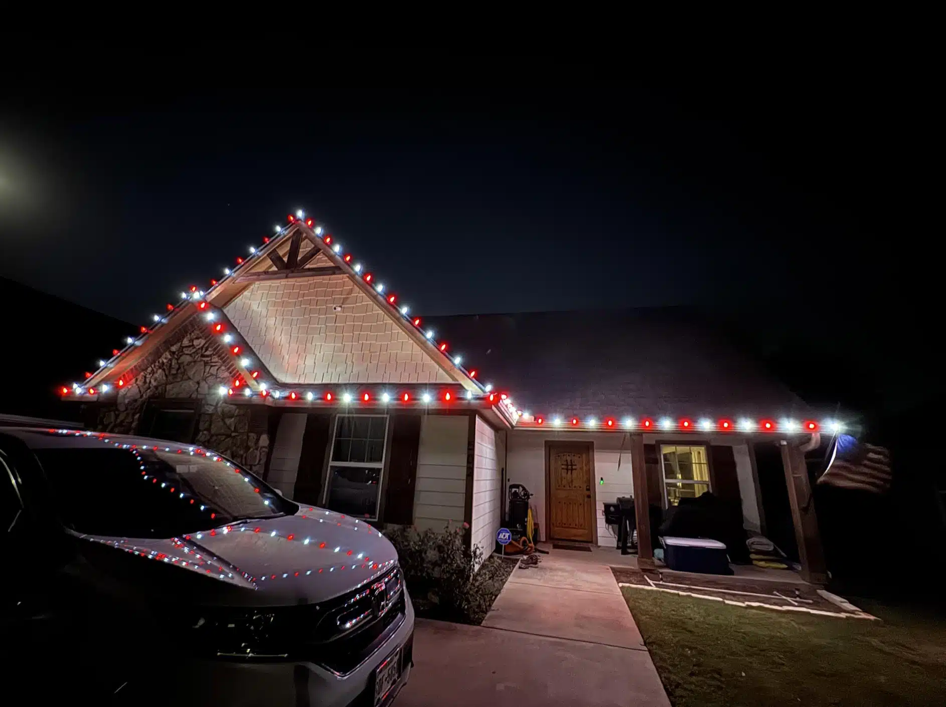 Red and White Christmas Light Installation in Oklahoma City Red and White Christmas Light Installation OKC - Christmas Light Installers