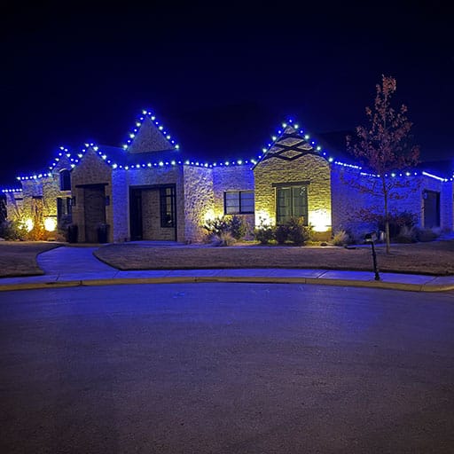 Blue and White Christmas Light Installers in OKC - Takedown Included