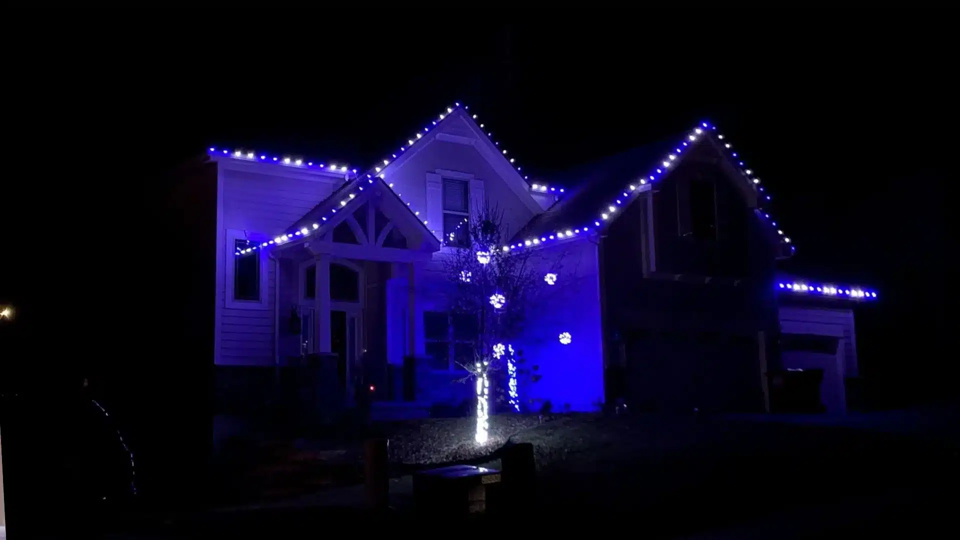 Blue and White Christmas Lights Christmas Light Hanging Service in Oklahoma City