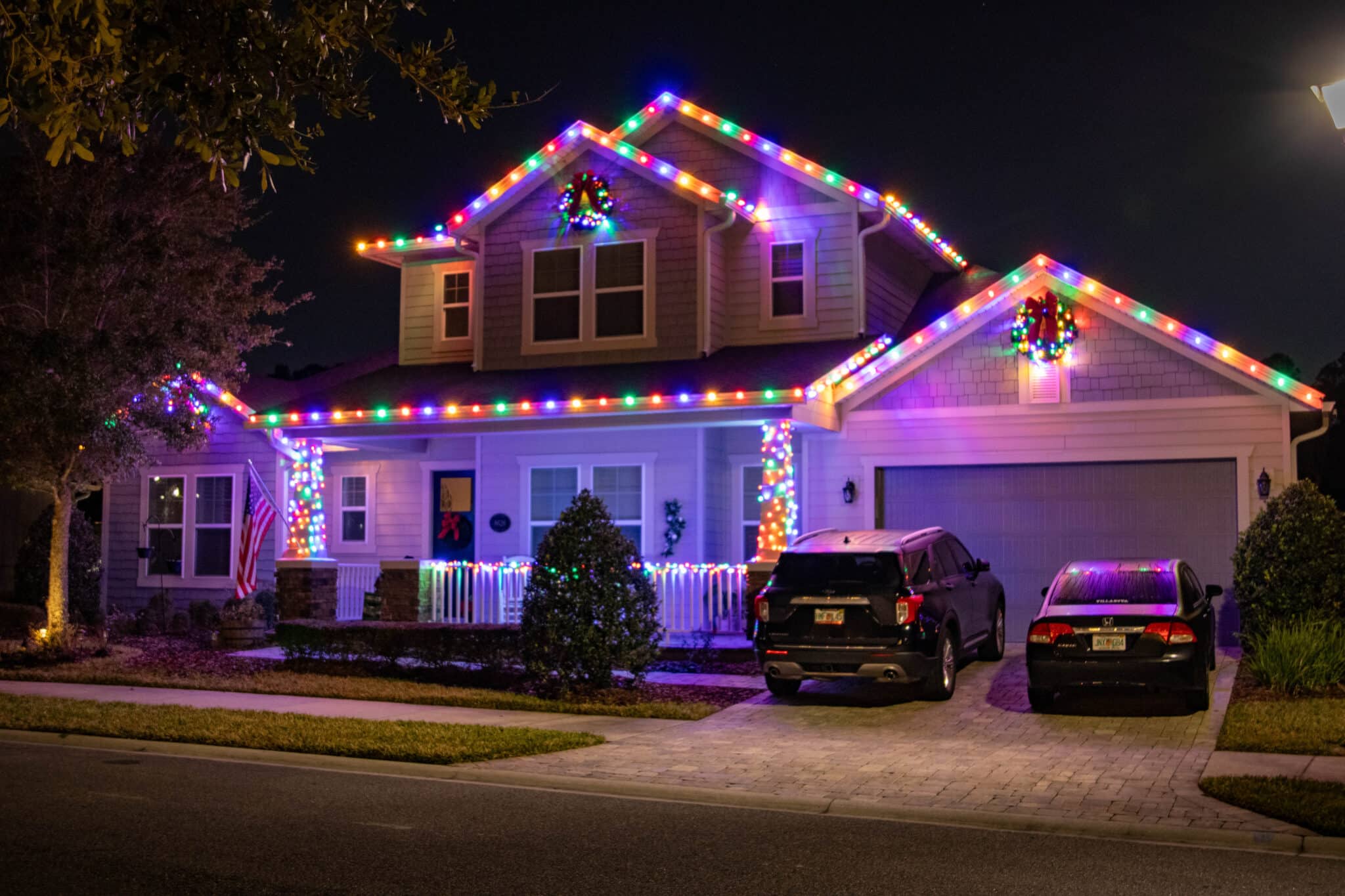 Multi Color Christmas Light Installation in OKC