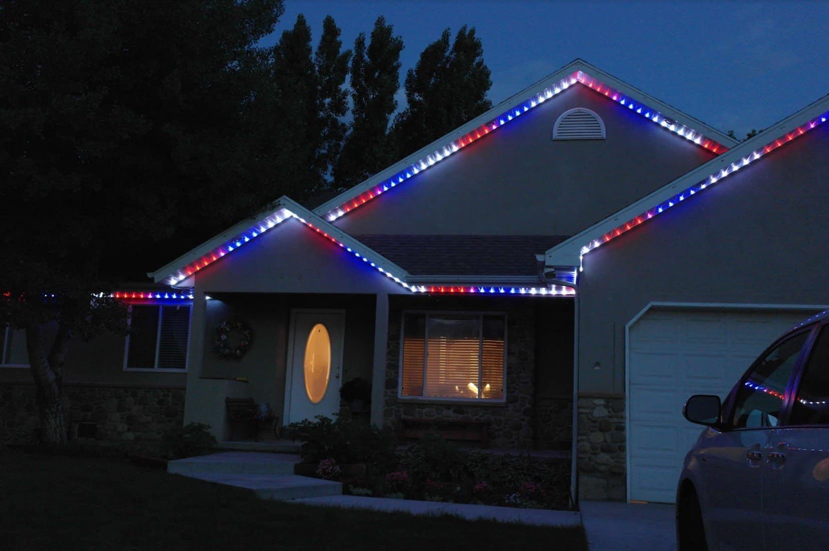 Red white and blue Christmas lights OKC